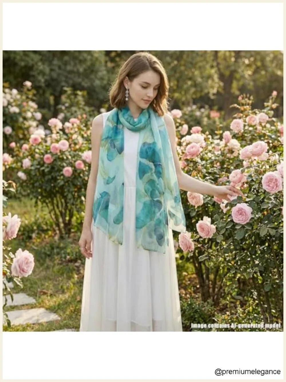 100% Mulberry Silk Chiffon Scarf Extra Large Printed Long Shawl Wrap